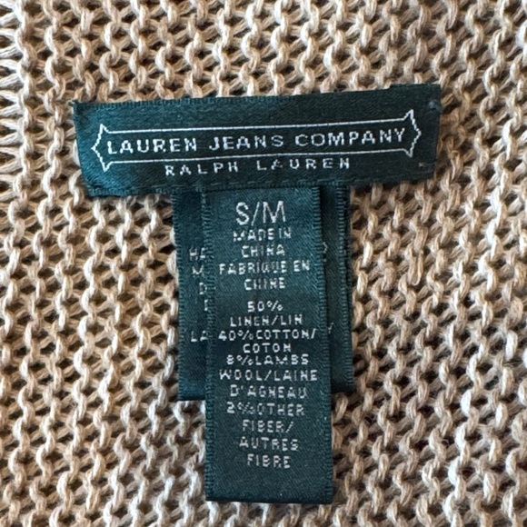 Ralph Lauren Ortega Southwestern Camel Muti Linen Blend Fringe Cardigan Size S/M - Picture 7 of 16